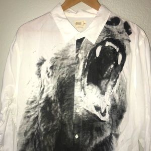 Walker Refinery Bear-Print Button Down XL